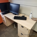 Blonde Straight Office Desk with Dual Pedestal Storage